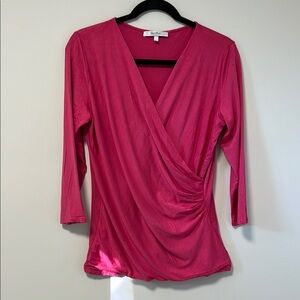 MaxMara Fuchsia Wrap-Style Long Sleeve Top